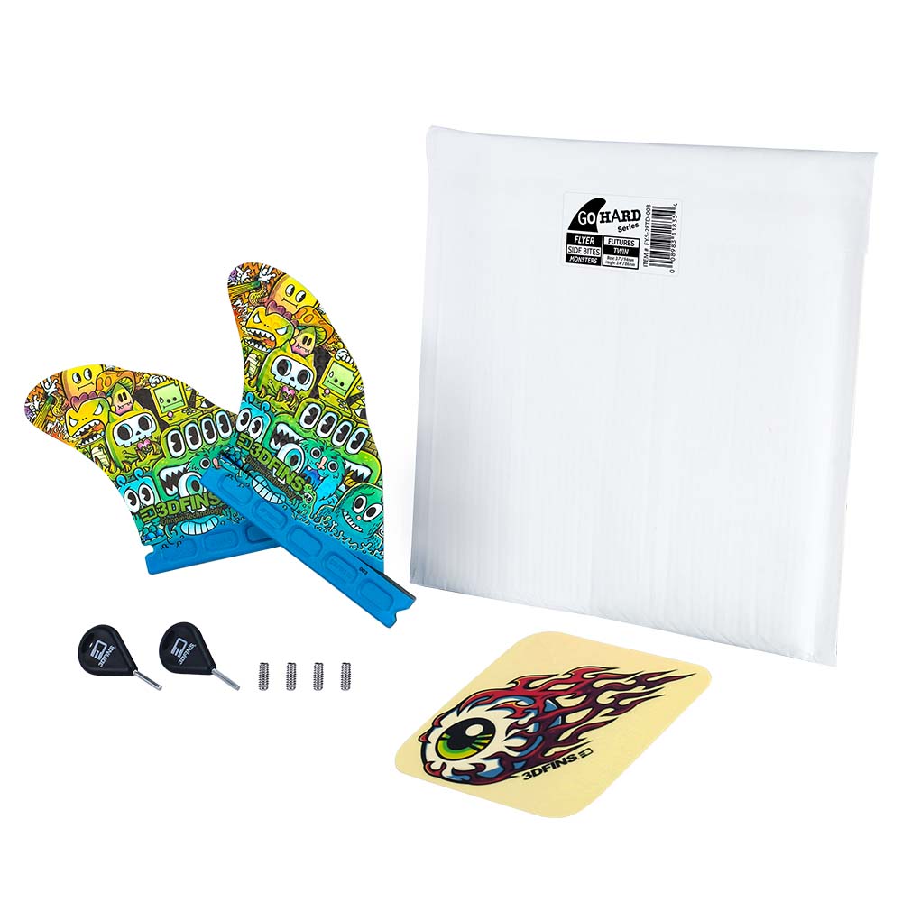 3dfins_wake_surf_fins_wakesurf_flyer_twins_futures_base_mosters_medium_size_dimple_technology_eco_friendly_package_wakeboard